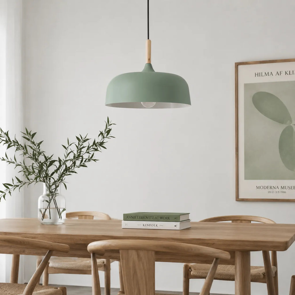 Caius Minimalist Wood & Metal Pendant Light