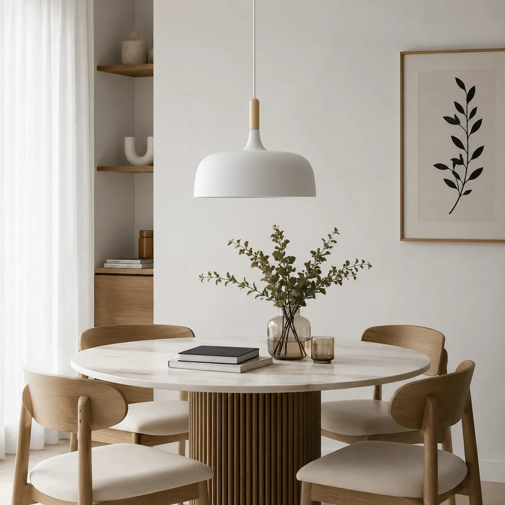 Caius Minimalist Wood & Metal Pendant Light