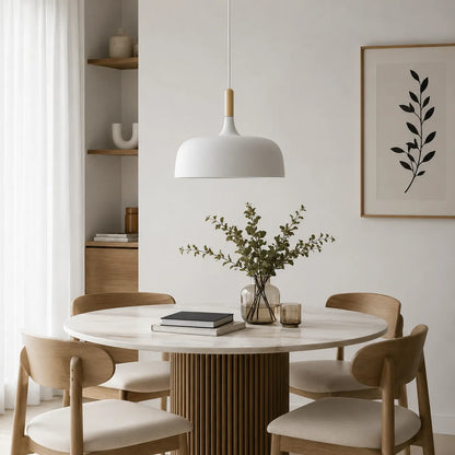 Wood and Metal Pendant Light with Minimal Form