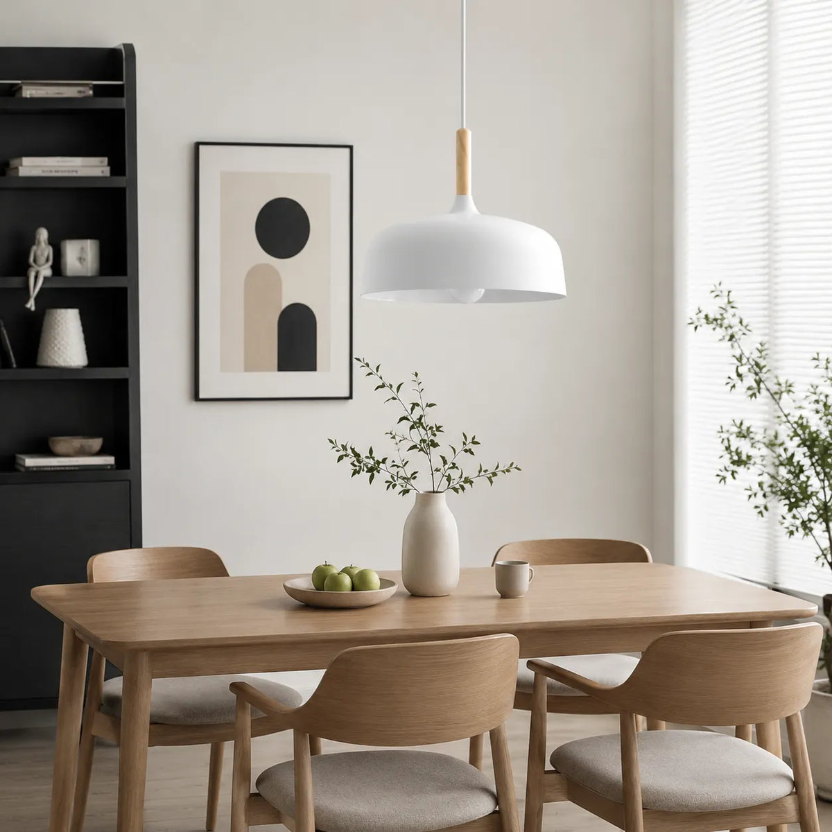 Caius Minimalist Wood & Metal Pendant Light