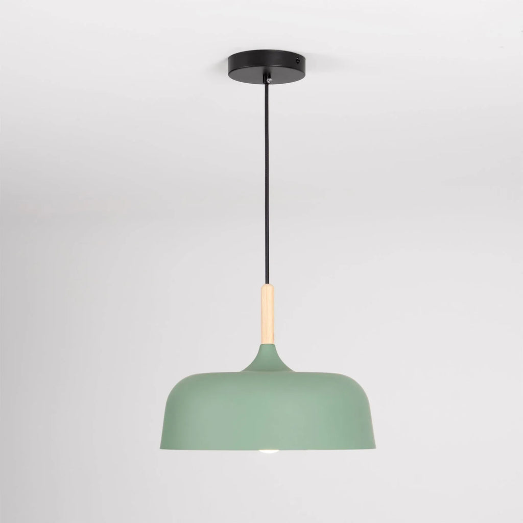 Caius Minimalist Wood & Metal Pendant Light