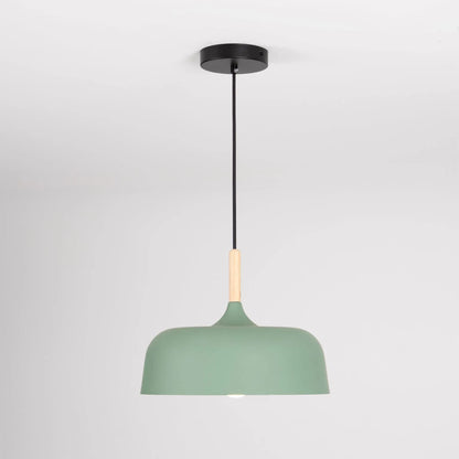 Wood and Metal Pendant Light with Minimal Form