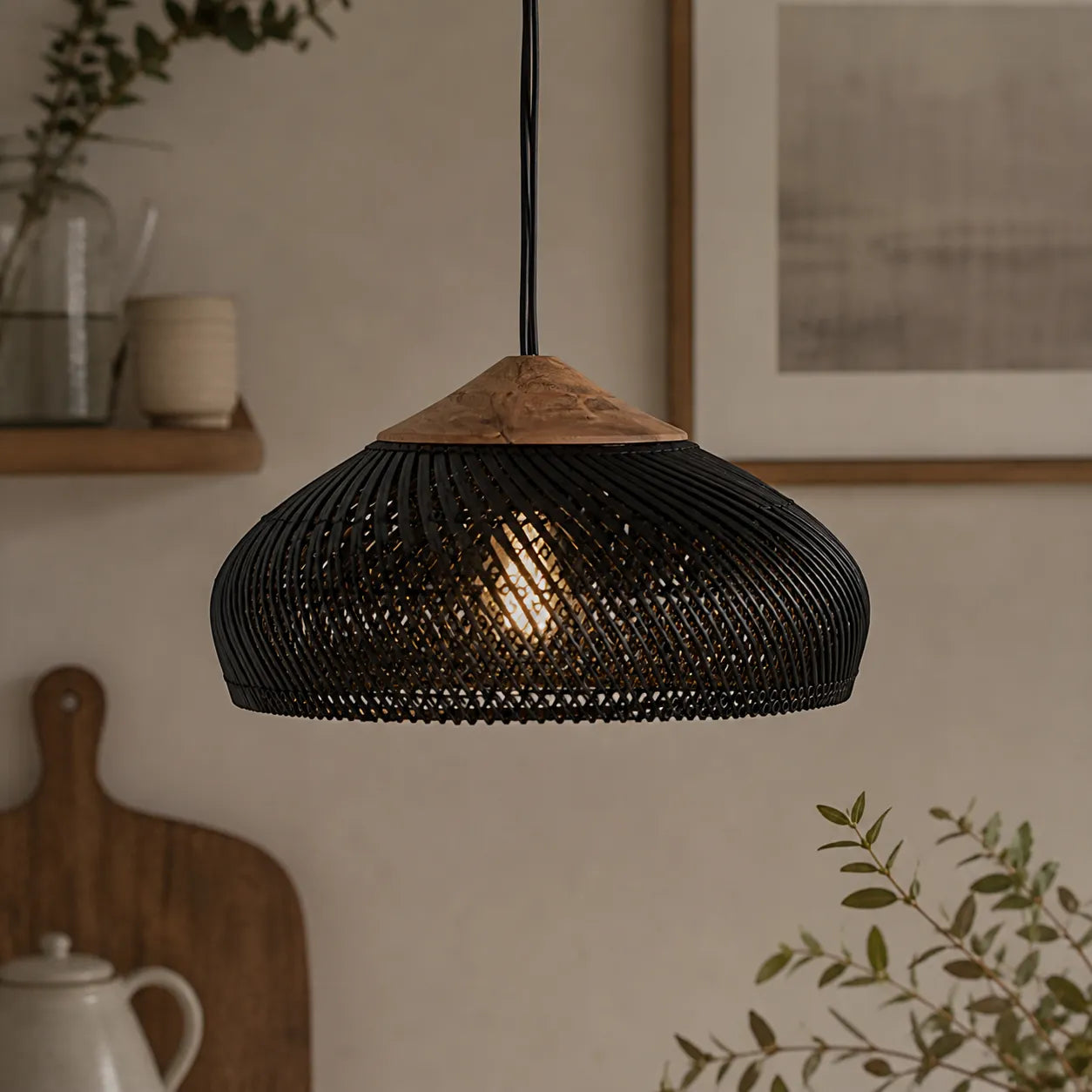 Yuna Woven Rattan Dome Pendant Ligh