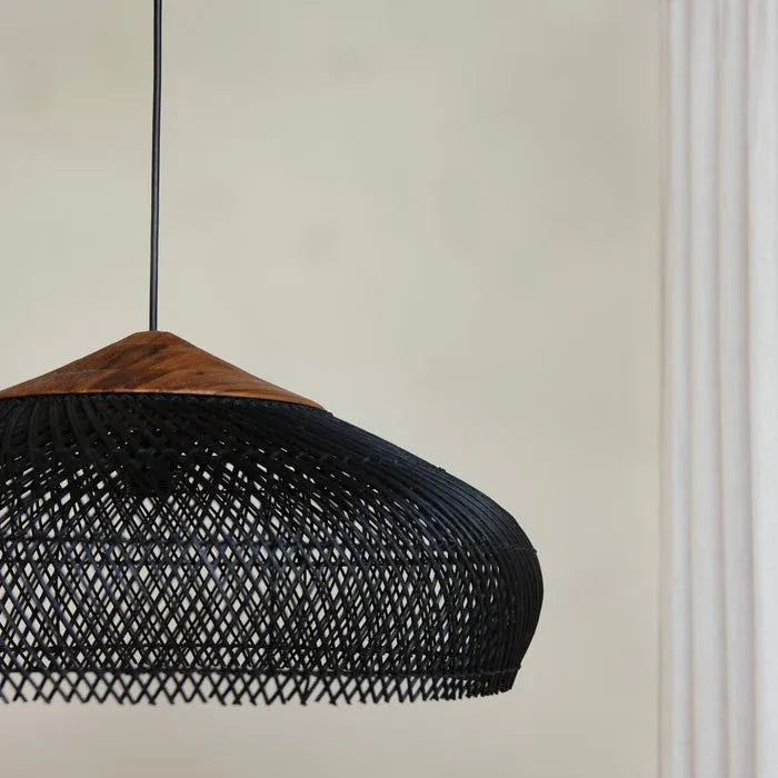 Yuna Natural Spiral Woven Rattan Dome Pendant Light