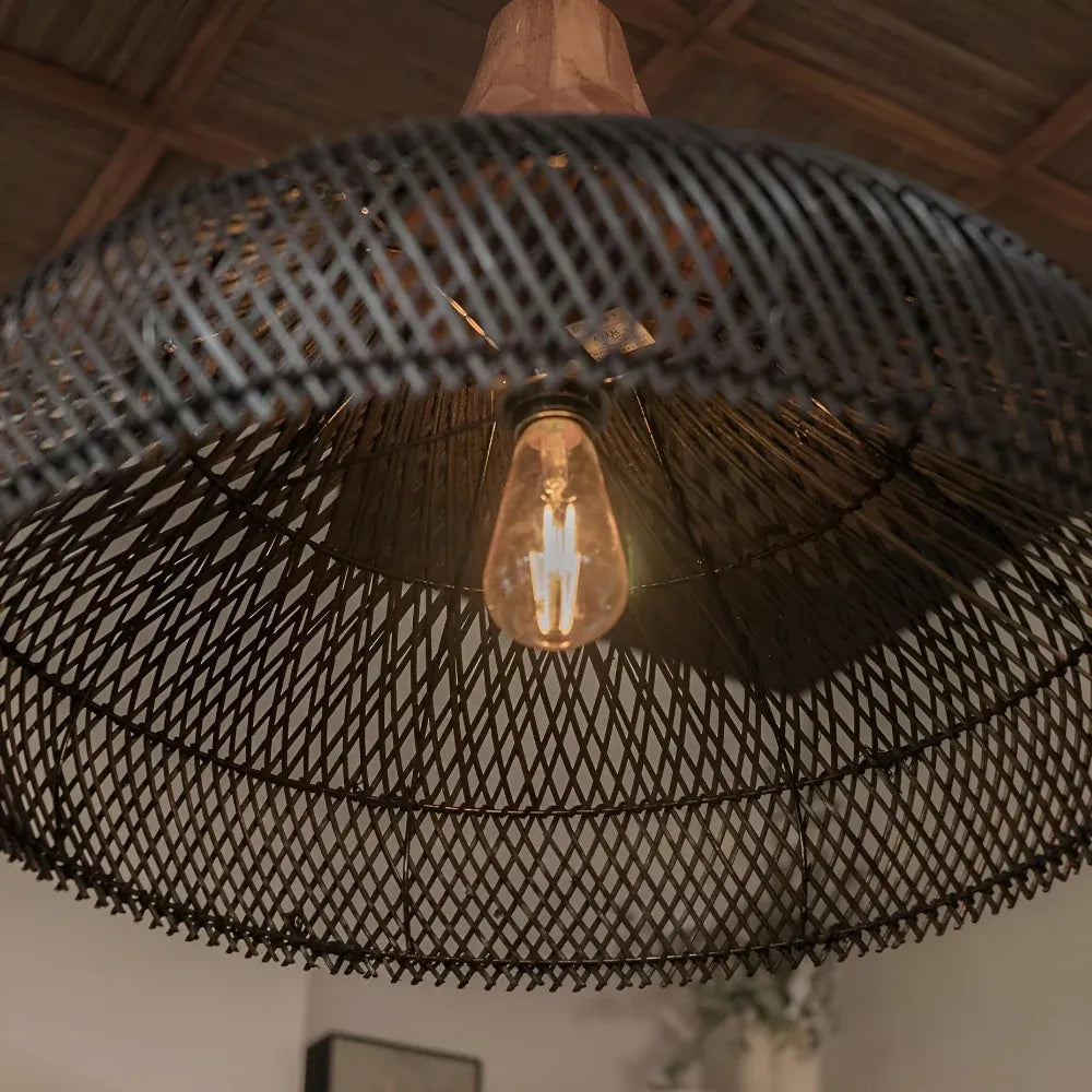 Yuna Natural Spiral Woven Rattan Dome Pendant Light