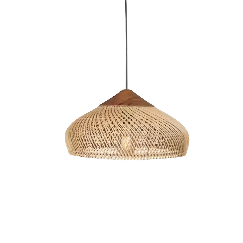 Yuna Natural Spiral Woven Rattan Dome Pendant Light