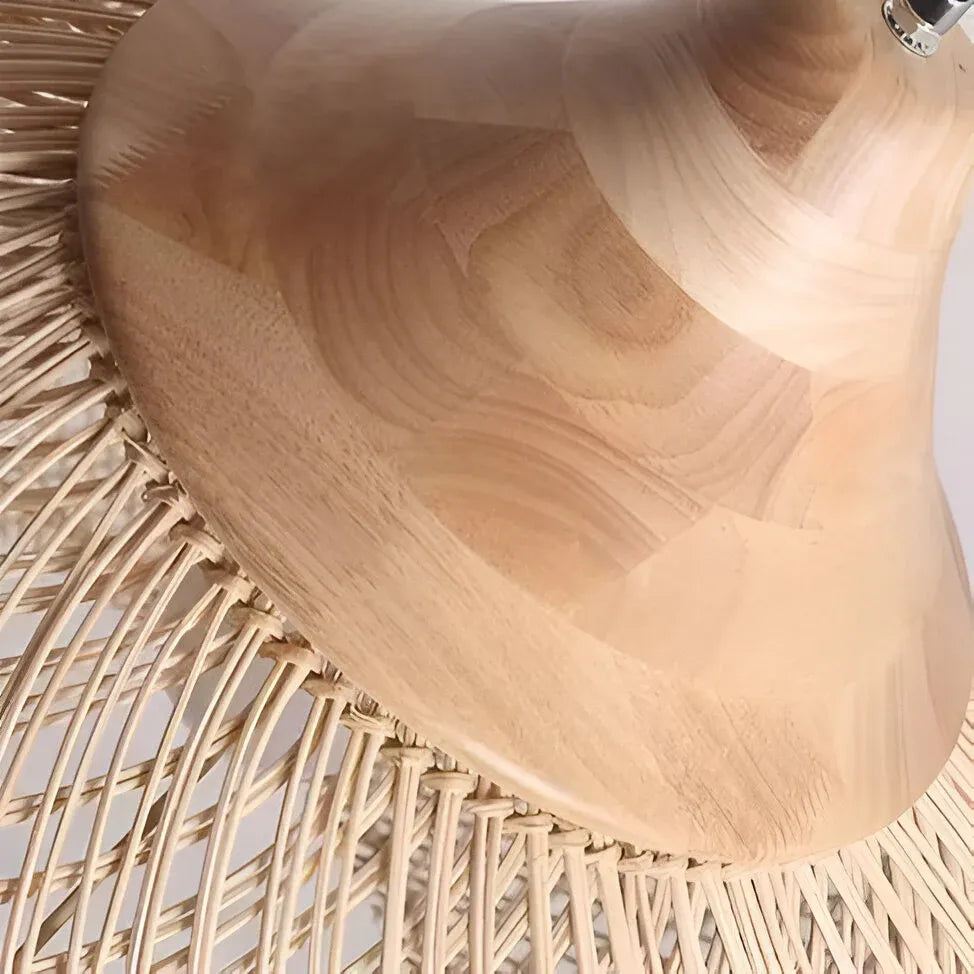 Yuna Natural Spiral Woven Rattan Dome Pendant Light