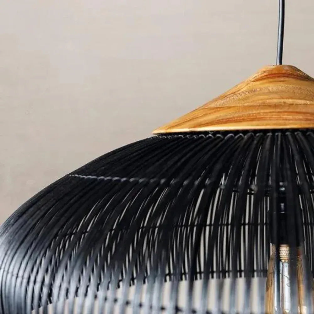 Yuna Natural Spiral Woven Rattan Dome Pendant Light