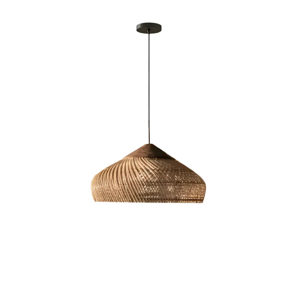Yuna Natural Spiral Woven Rattan Dome Pendant Light