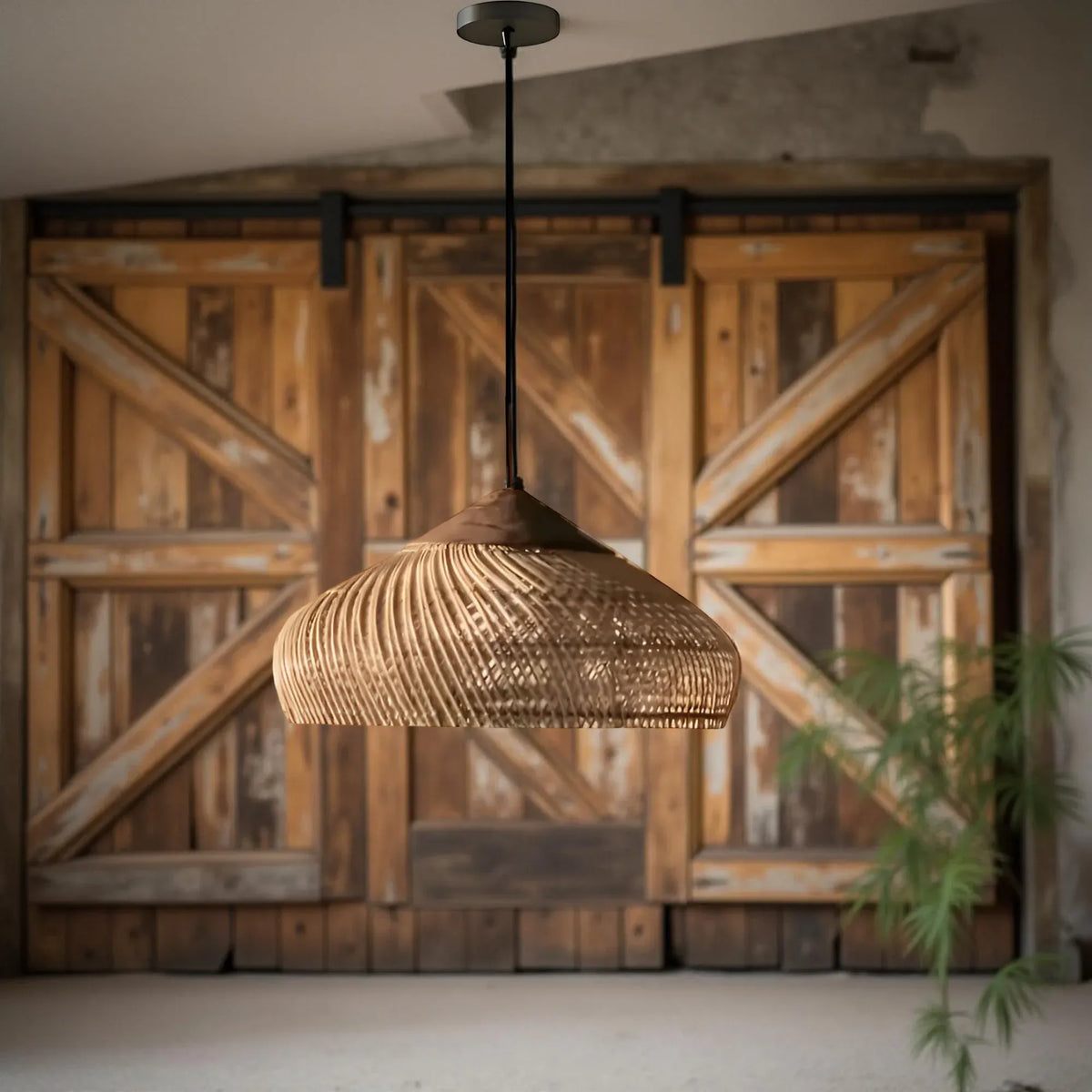 Yuna Natural Spiral Woven Rattan Dome Pendant Light