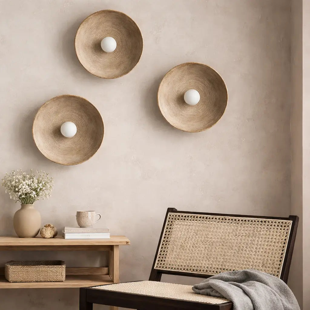 Zenra Japandi Concentric Ripple Resin Wall Light