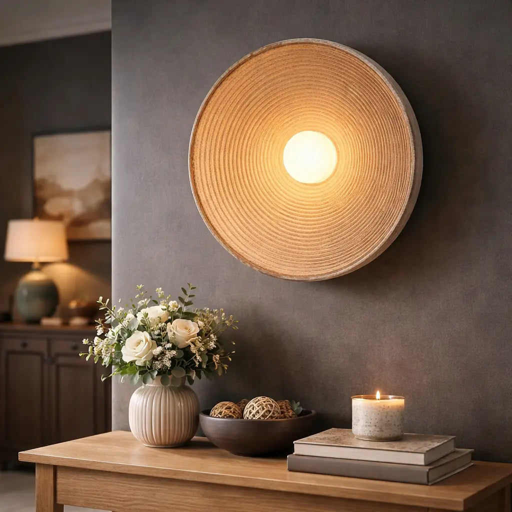Zenra Japandi Concentric Ripple Resin Wall Light