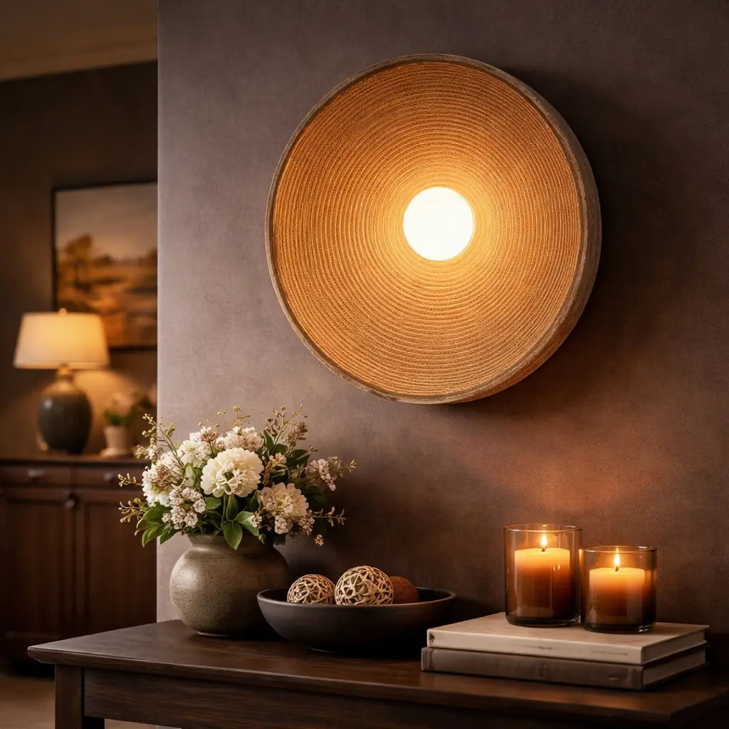 Zenra Japandi Concentric Ripple Resin Wall Light