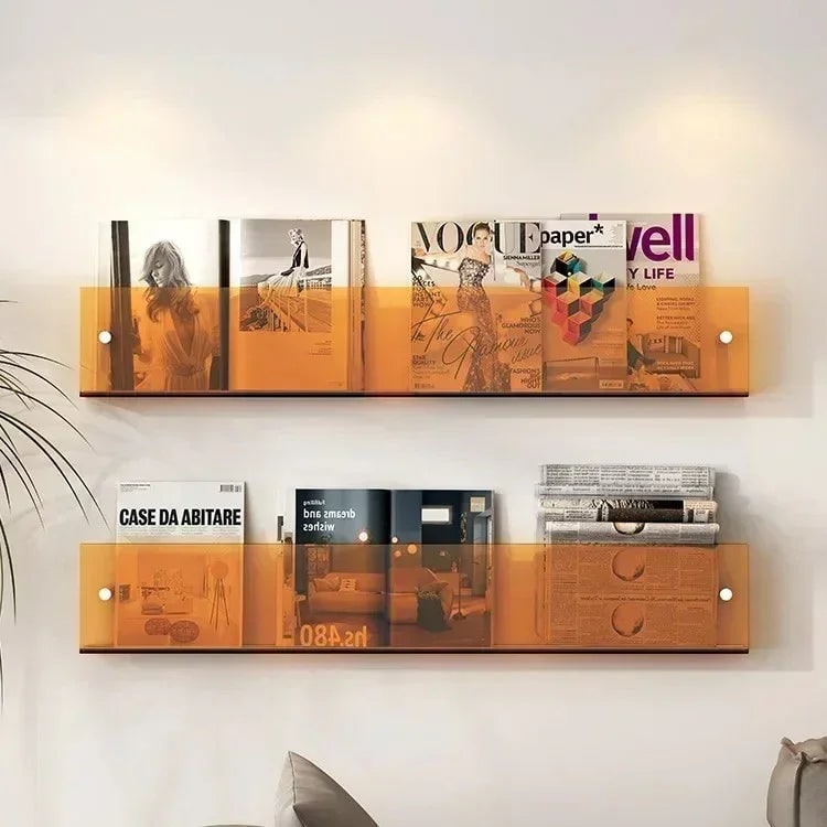 Acrylic Floating Shelf with Wall Mount and Front Barrier for Books and Magazines - Image 13