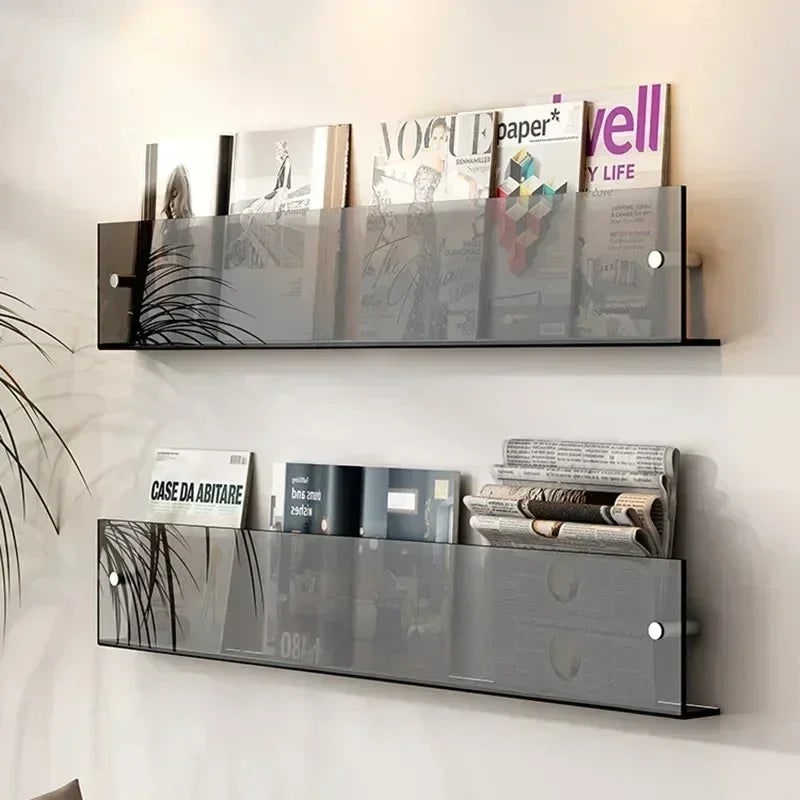 Acrylic Floating Shelf with Wall Mount and Front Barrier for Books and Magazines - Image 14