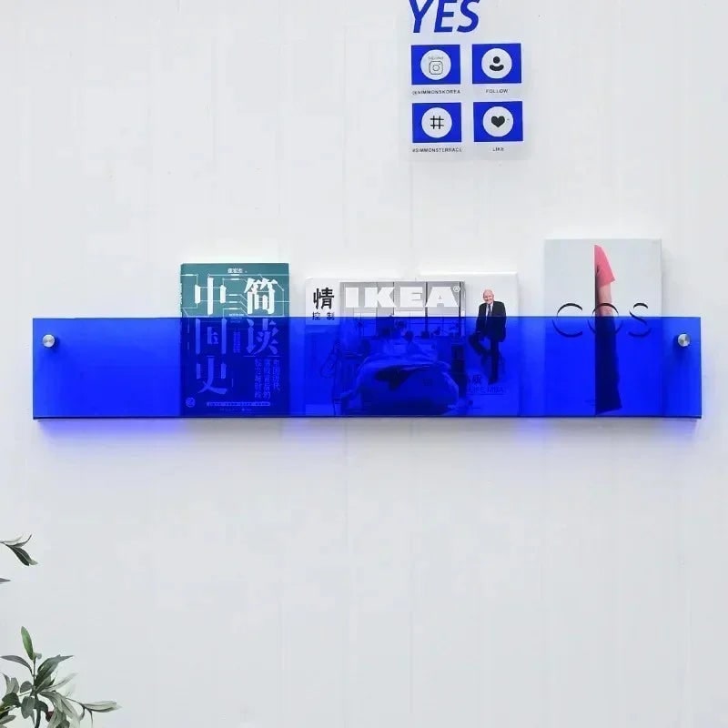 Acrylic Floating Shelf with Wall Mount and Front Barrier for Books and Magazines - Image 17