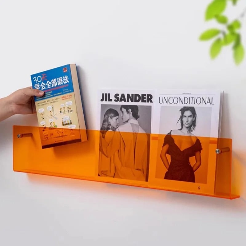 Acrylic Floating Shelf with Wall Mount and Front Barrier for Books and Magazines - Image 20