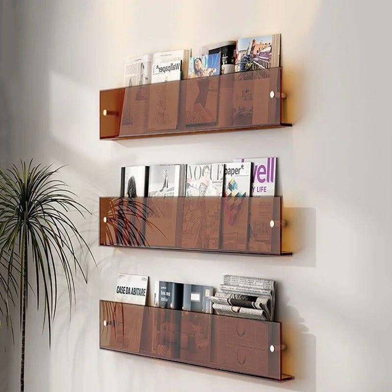 Acrylic Floating Shelf with Wall Mount and Front Barrier for Books and Magazines - Image 21