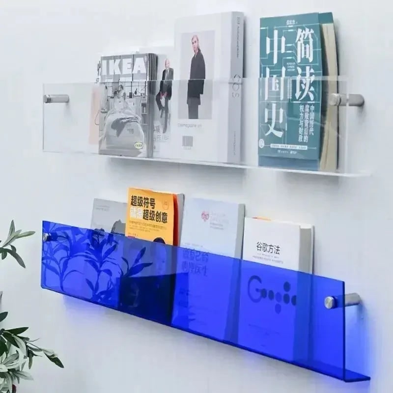 Acrylic Floating Shelf with Wall Mount and Front Barrier for Books and Magazines - Image 7