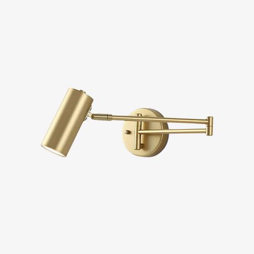 Adjustable Swing Arm Wall Sconce with Cylindrical LED Spotlight and Directional Reading Light - Image 1