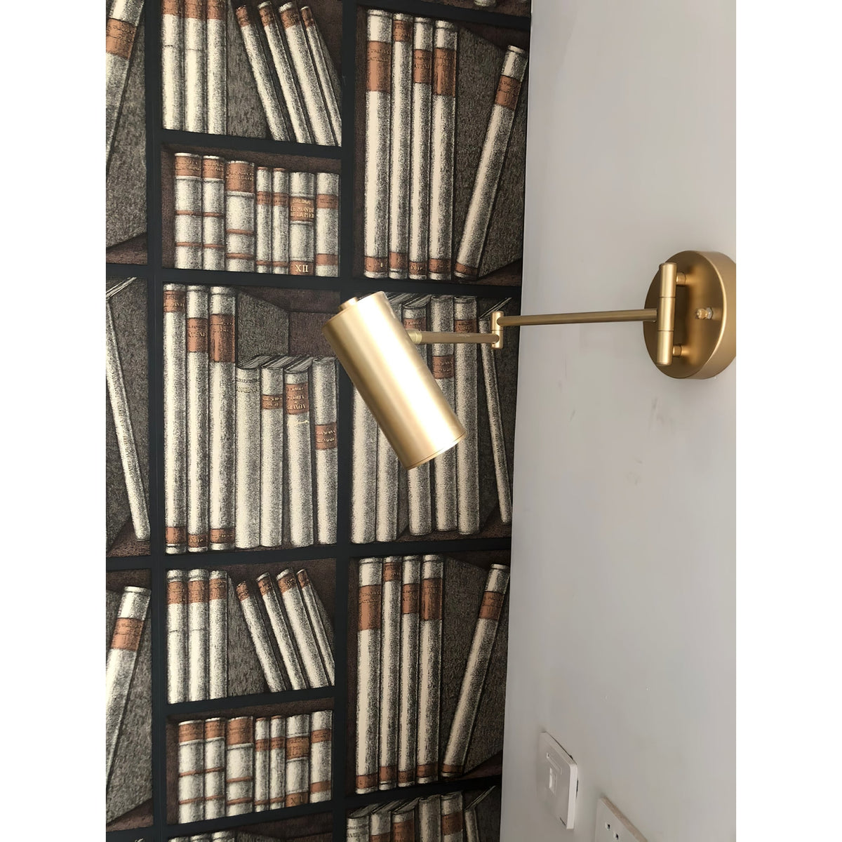 Adjustable Swing Arm Wall Sconce with Cylindrical LED Spotlight and Directional Reading Light - Image 12