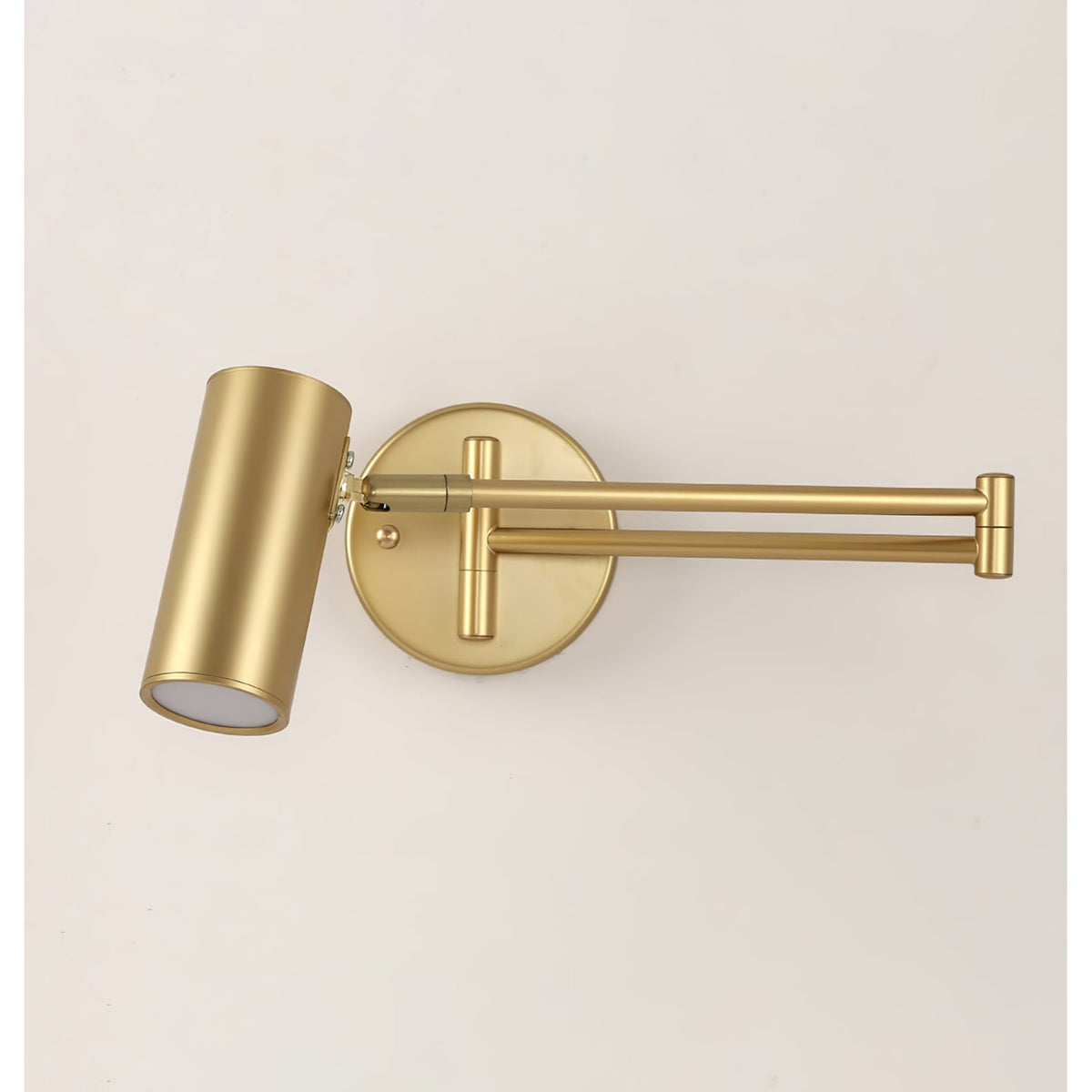 Adjustable Swing Arm Wall Sconce with Cylindrical LED Spotlight and Directional Reading Light - Image 13