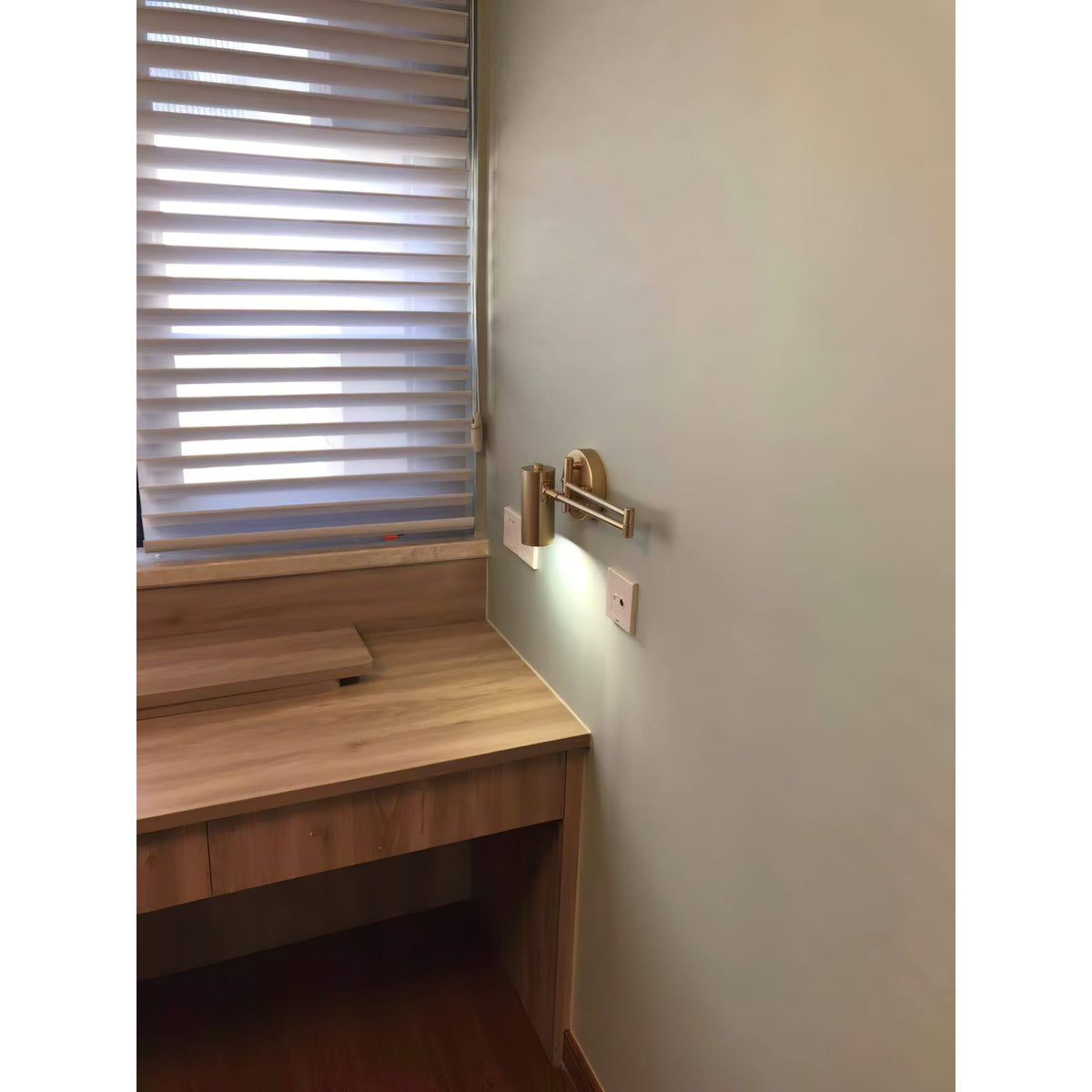 Adjustable Swing Arm Wall Sconce with Cylindrical LED Spotlight and Directional Reading Light - Image 17