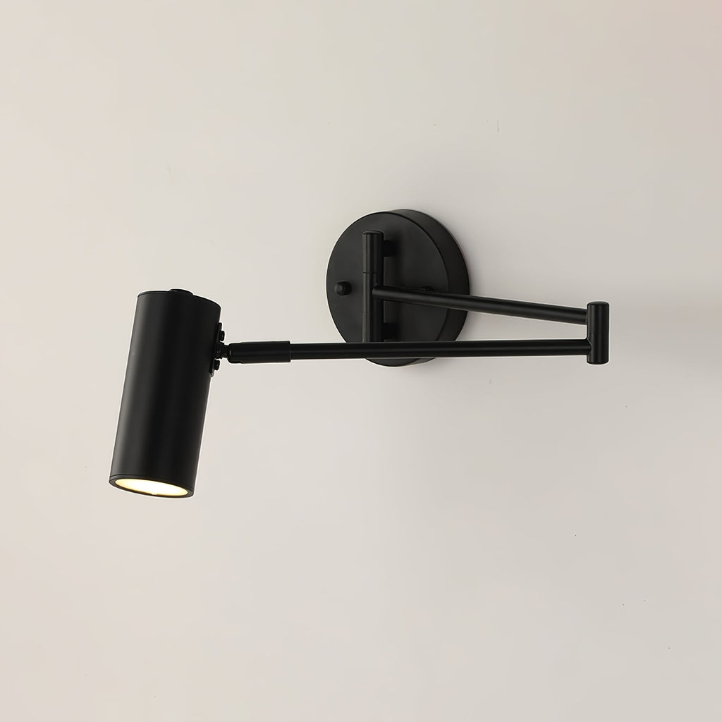 Adjustable Swing Arm Wall Sconce with Cylindrical LED Spotlight and Directional Reading Light - Image 19