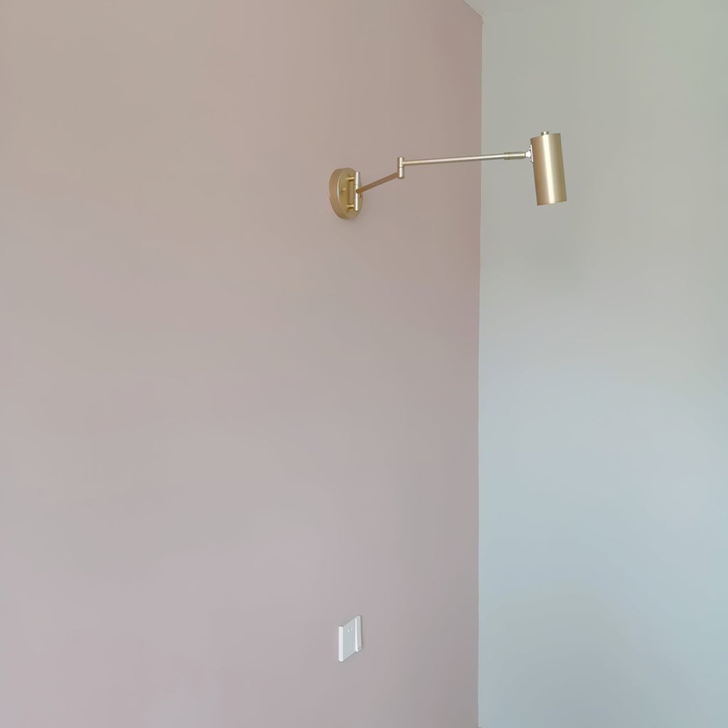 Adjustable Swing Arm Wall Sconce with Cylindrical LED Spotlight and Directional Reading Light - Image 21
