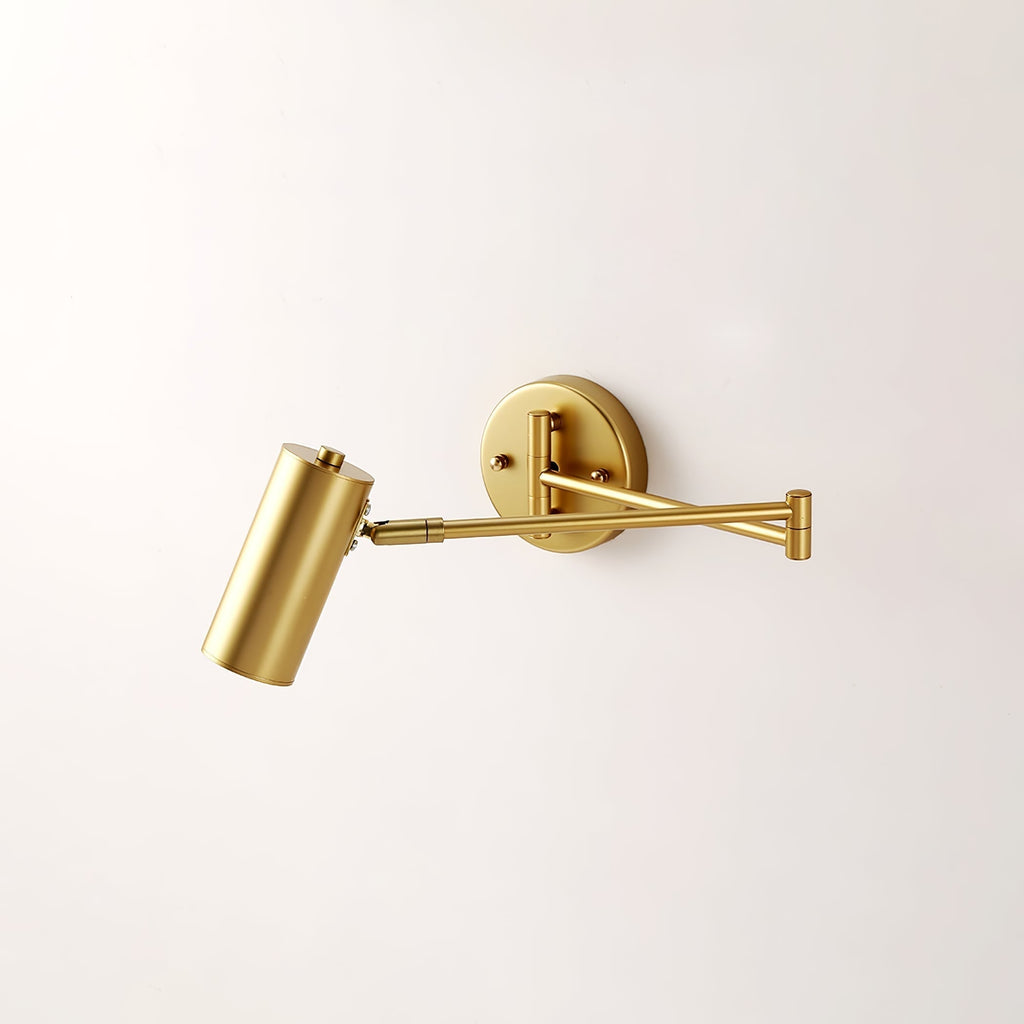 Adjustable Swing Arm Wall Sconce with Cylindrical LED Spotlight and Directional Reading Light - Image 25