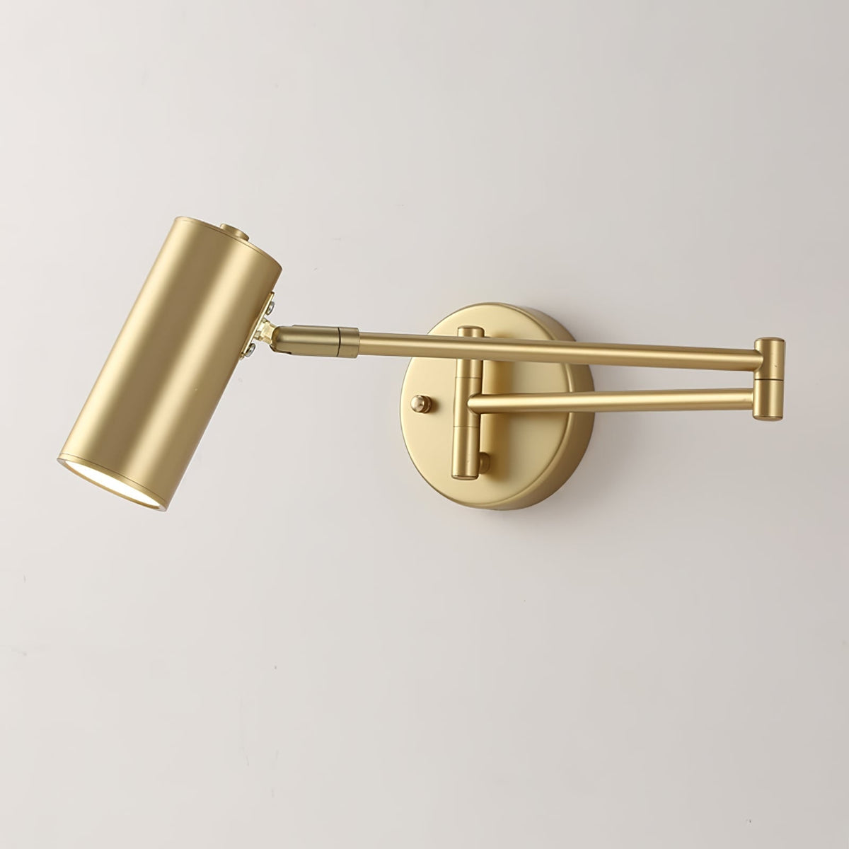 Adjustable Swing Arm Wall Sconce with Cylindrical LED Spotlight and Directional Reading Light - Image 26