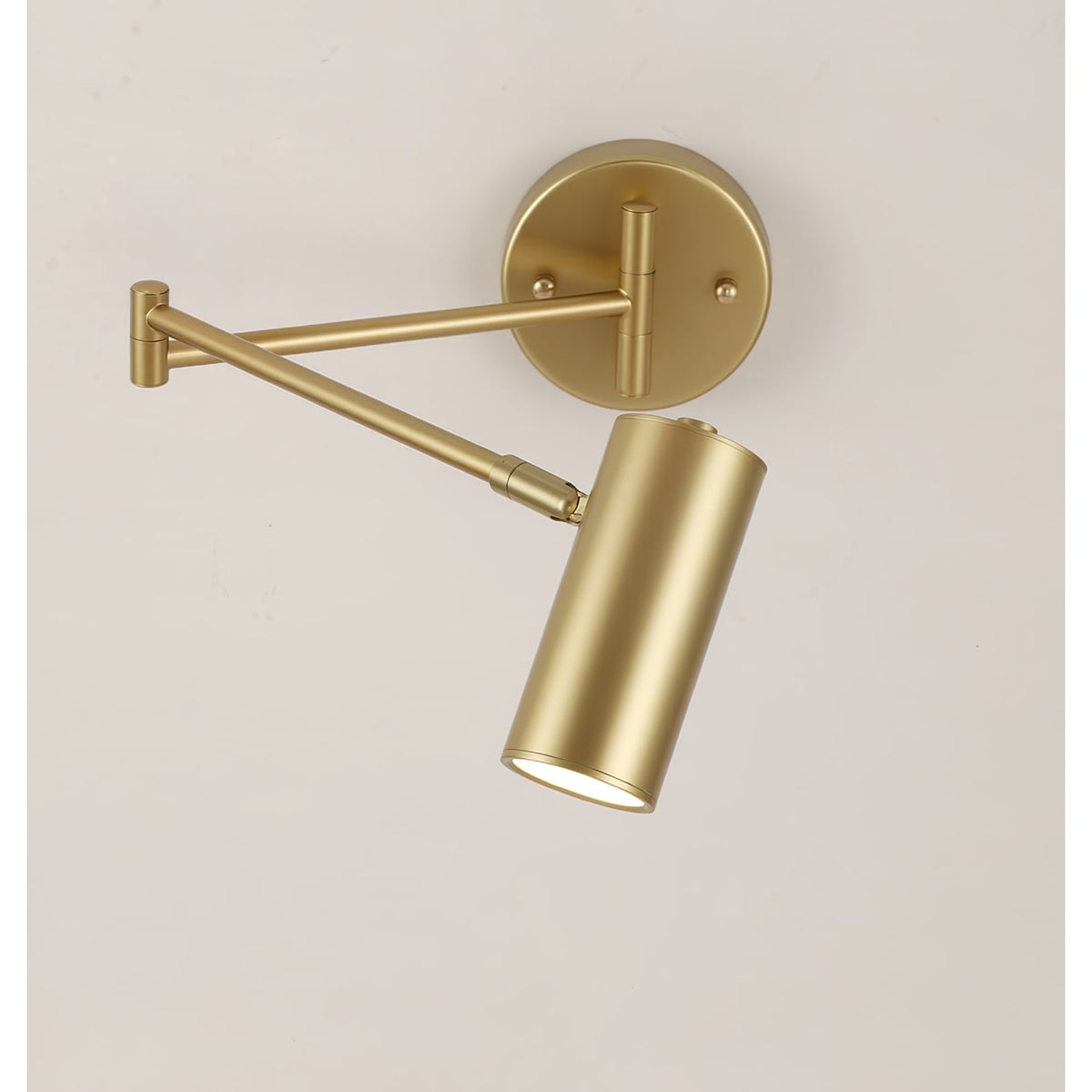 Adjustable Swing Arm Wall Sconce with Cylindrical LED Spotlight and Directional Reading Light - Image 28