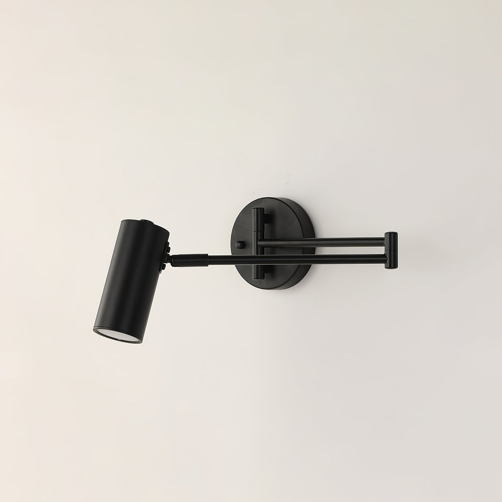 Adjustable Swing Arm Wall Sconce with Cylindrical LED Spotlight and Directional Reading Light - Image 32