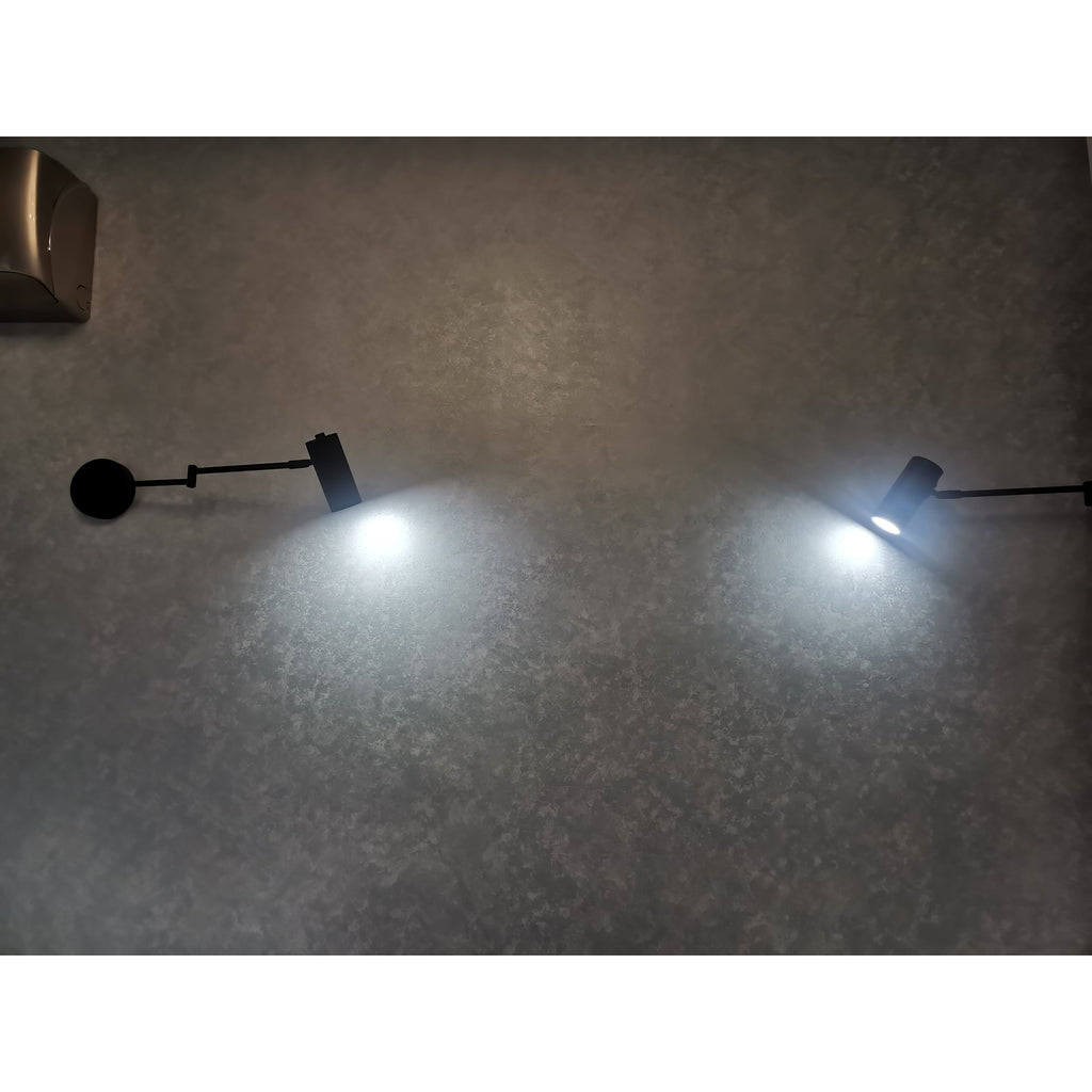 Adjustable Swing Arm Wall Sconce with Cylindrical LED Spotlight and Directional Reading Light - Image 34