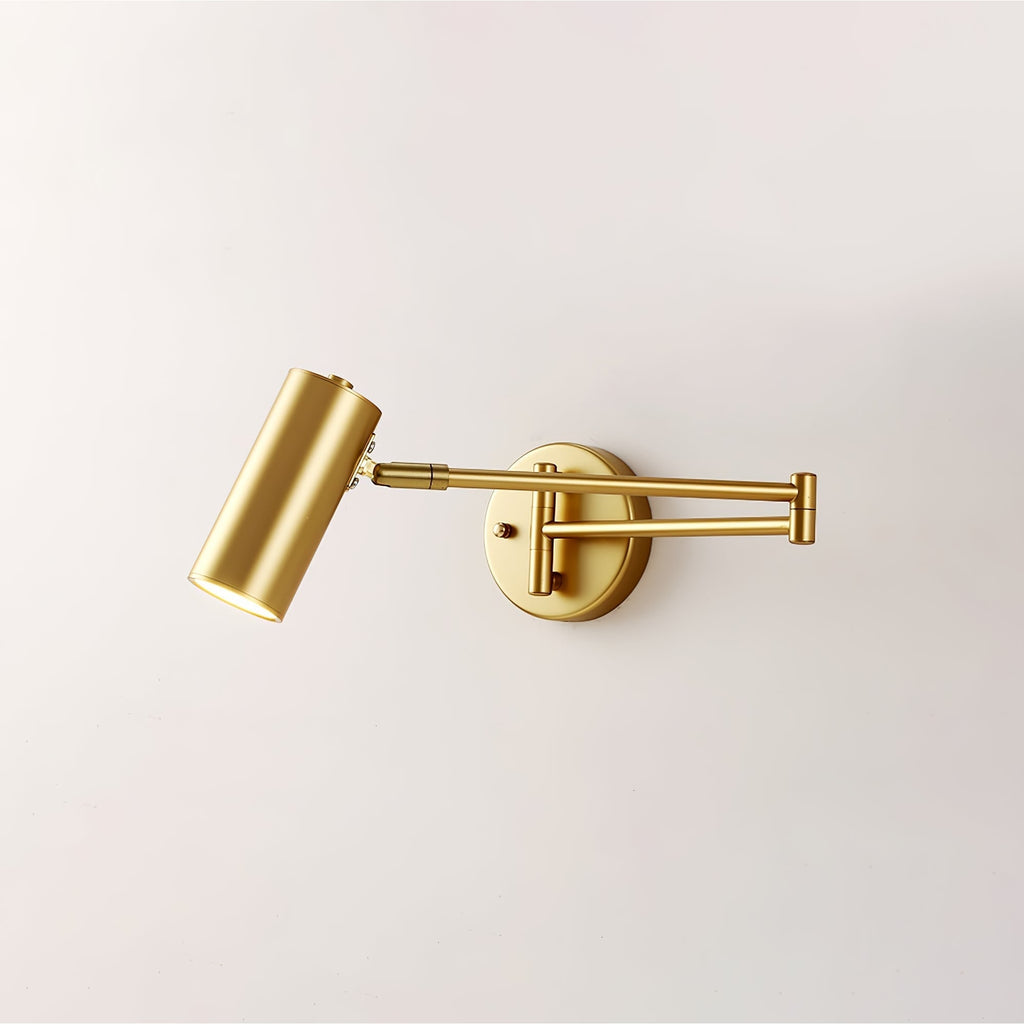Adjustable Swing Arm Wall Sconce with Cylindrical LED Spotlight and Directional Reading Light - Image 41