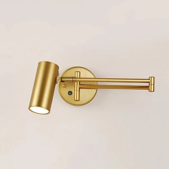 Adjustable Swing Arm Wall Sconce with Cylindrical LED Spotlight and Directional Reading Light - Image 42