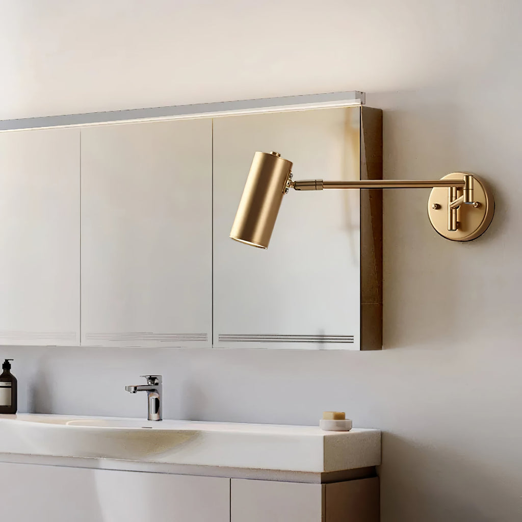 Adjustable Swing Arm Wall Sconce with Cylindrical LED Spotlight and Directional Reading Light - Image 7