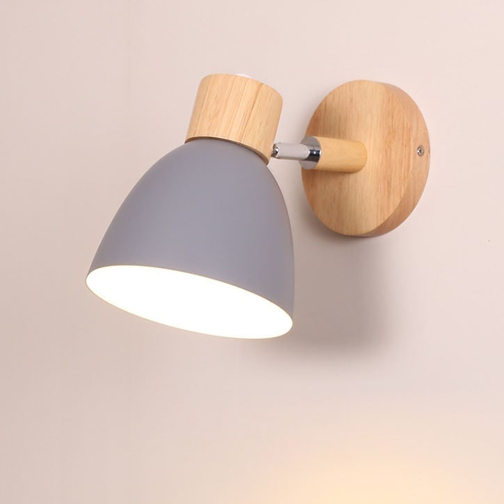 Adjustable Swing Arm Wall Sconce Wooden Base and Metal Shade - Image 11