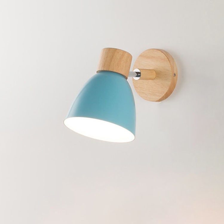 Adjustable Swing Arm Wall Sconce Wooden Base and Metal Shade - Image 13