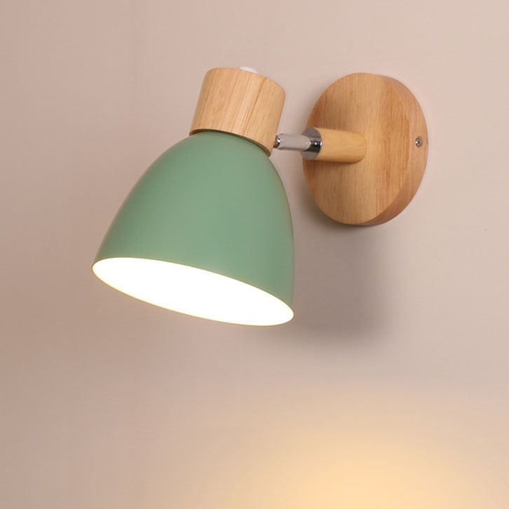 Adjustable Swing Arm Wall Sconce Wooden Base and Metal Shade - Image 15