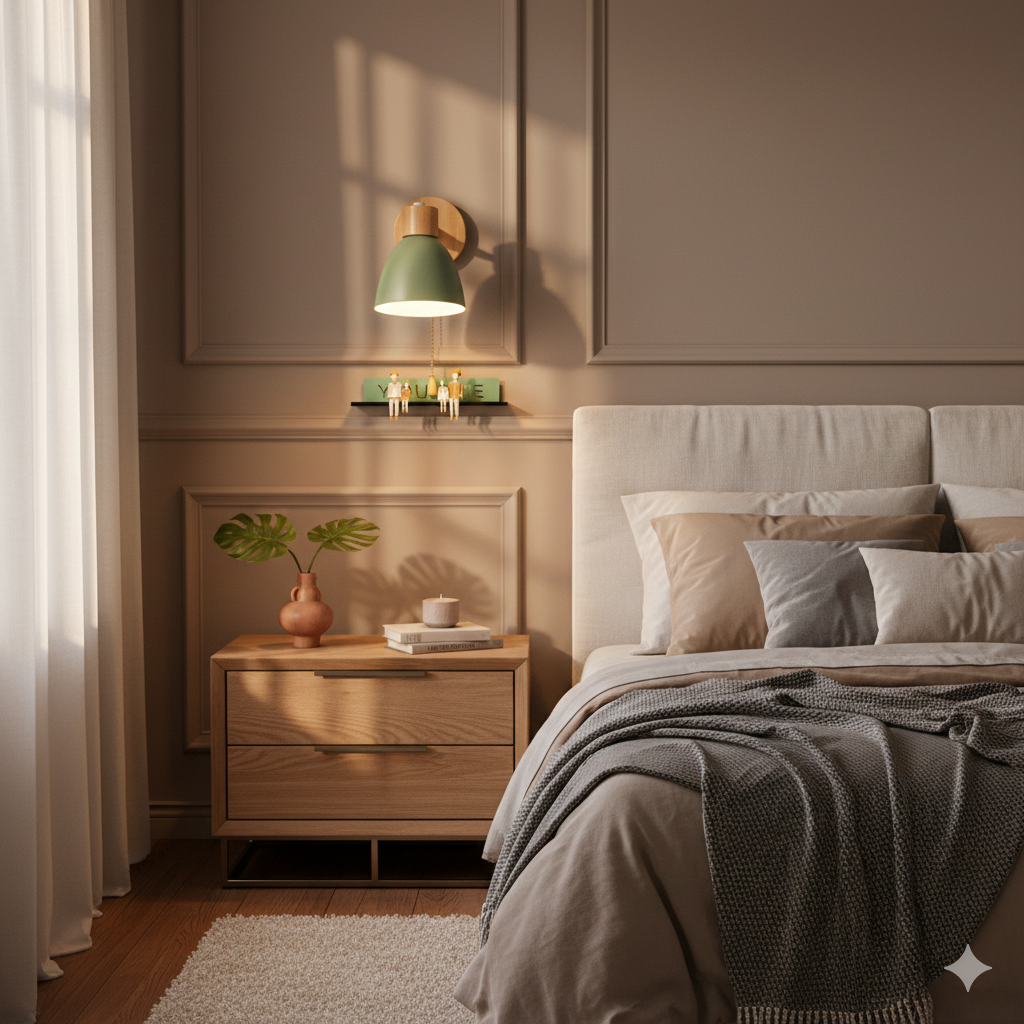 Adjustable Swing Arm Wall Sconce Wooden Base and Metal Shade - Image 16