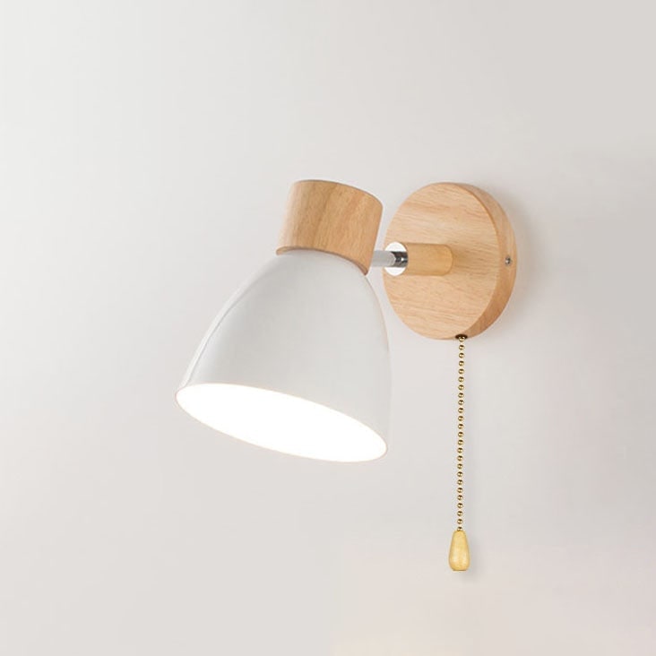Adjustable Swing Arm Wall Sconce Wooden Base and Metal Shade - Image 17