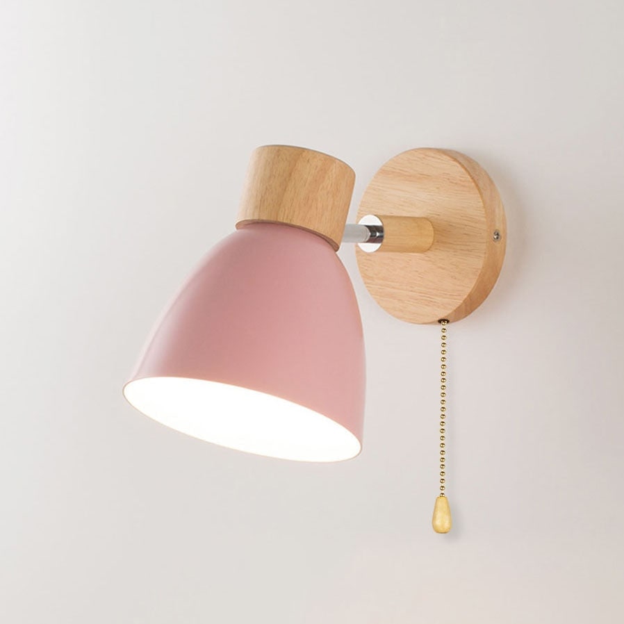 Adjustable Swing Arm Wall Sconce Wooden Base and Metal Shade - Image 19