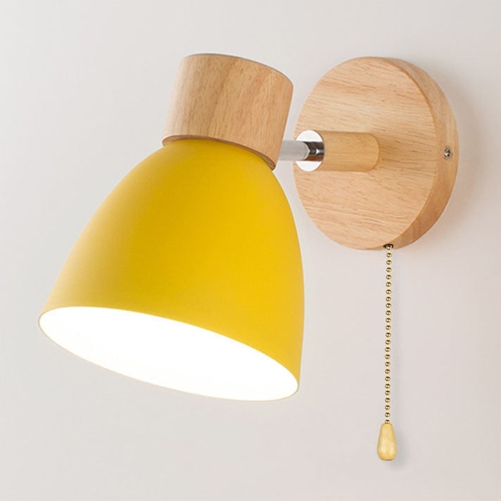 Adjustable Swing Arm Wall Sconce Wooden Base and Metal Shade - Image 21