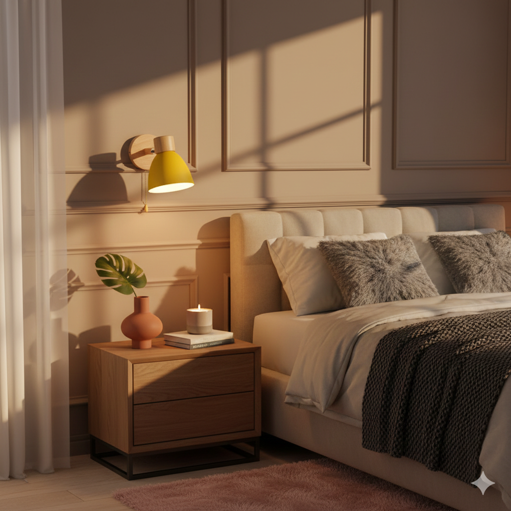Adjustable Swing Arm Wall Sconce Wooden Base and Metal Shade - Image 22