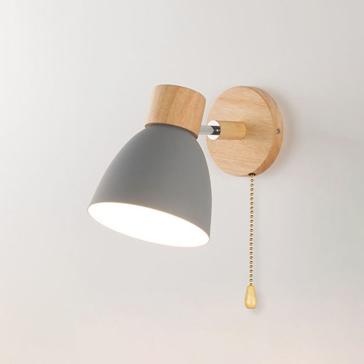 Adjustable Swing Arm Wall Sconce Wooden Base and Metal Shade - Image 23