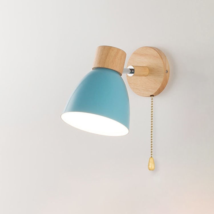 Adjustable Swing Arm Wall Sconce Wooden Base and Metal Shade - Image 25
