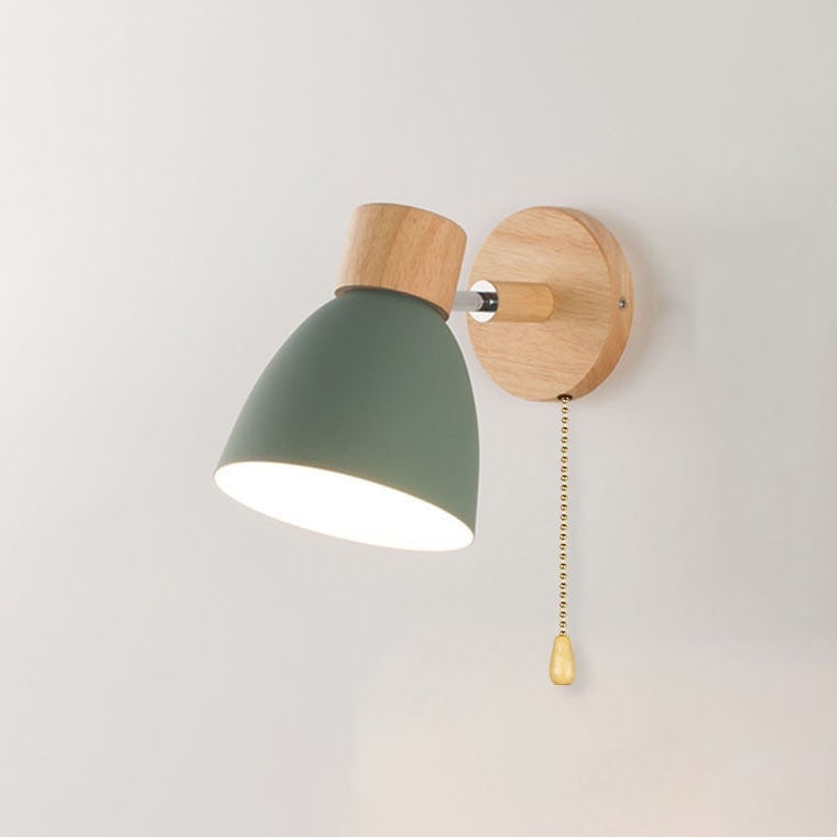 Adjustable Swing Arm Wall Sconce Wooden Base and Metal Shade - Image 27