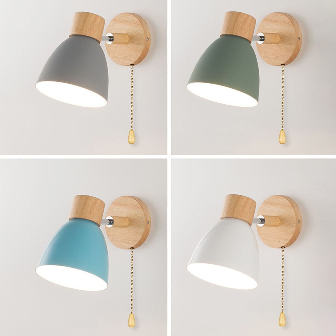 Adjustable Swing Arm Wall Sconce Wooden Base and Metal Shade - Image 31