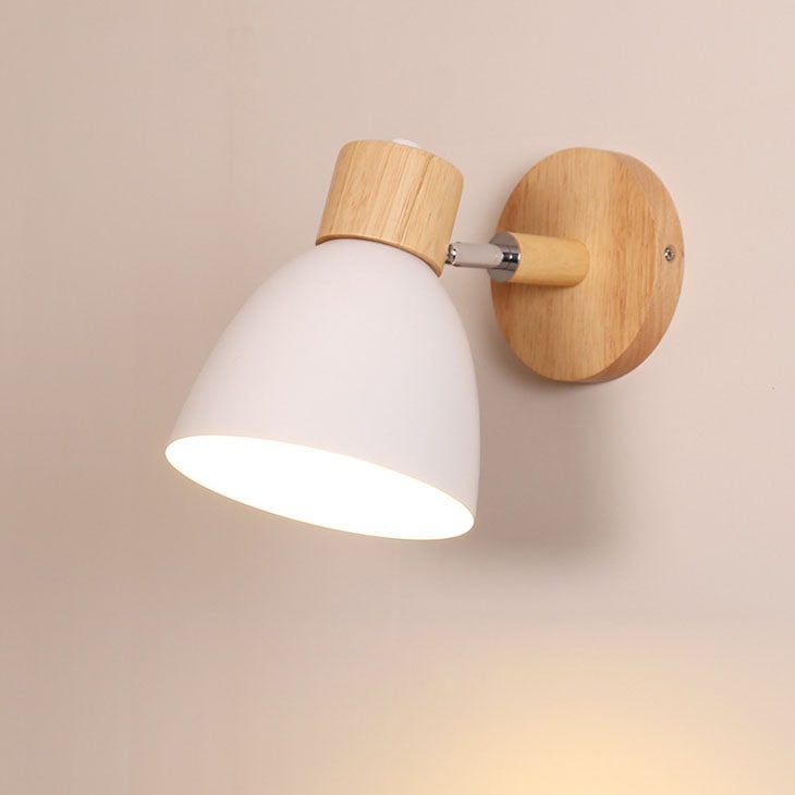 Adjustable Swing Arm Wall Sconce Wooden Base and Metal Shade - Image 7
